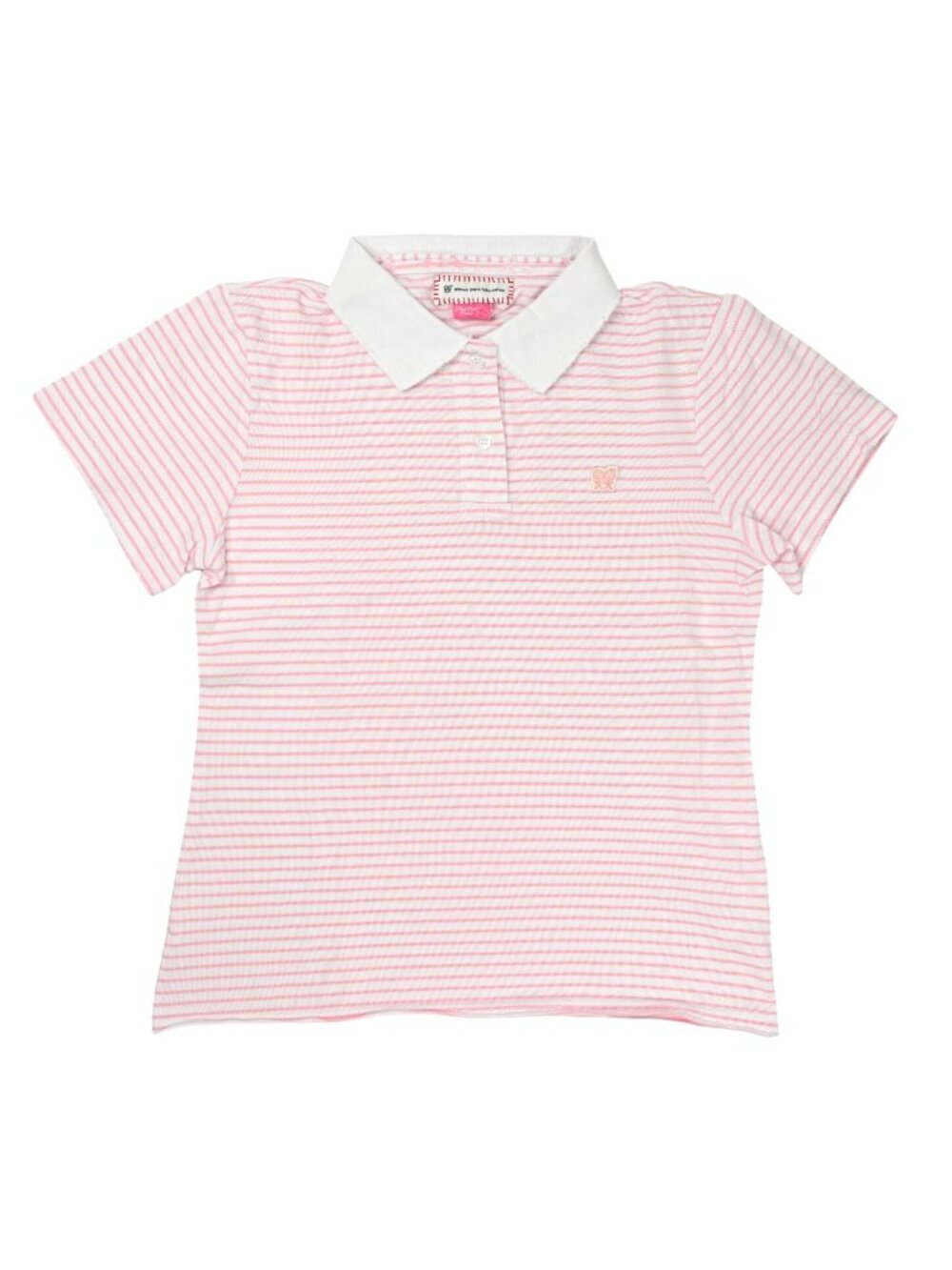 Urban Sophistication Kids Logo Fitted Polo Shirt in Pink and White Stripe